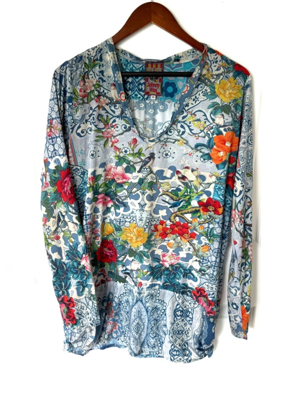 Johnny Was Printed Long Sleeve Tunic Size Medium